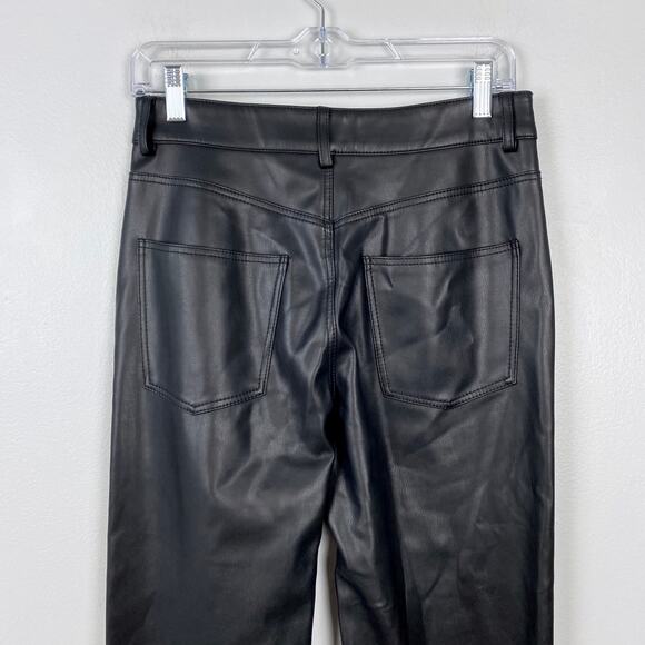 Zara Full Length Faux the '90s Leather Pants in Black High Waist Straight Leg 4 - Picture 7 of 11